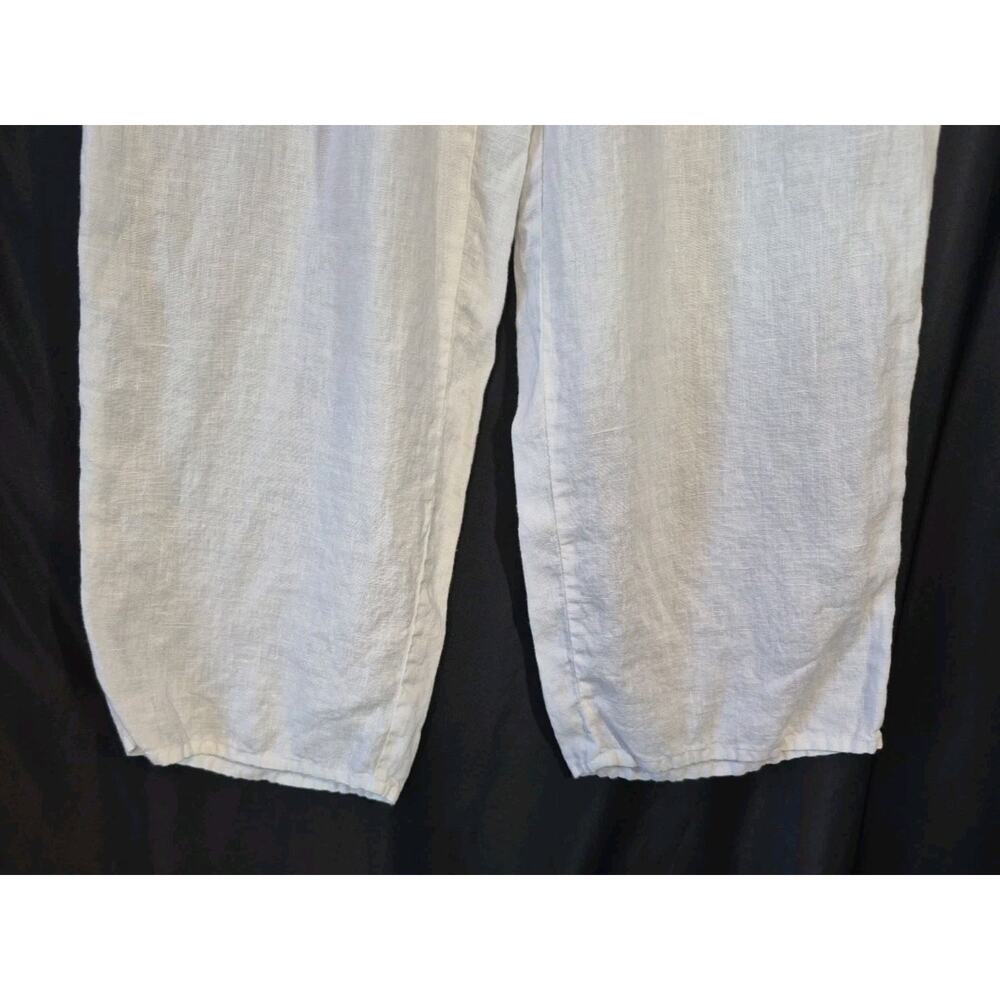 Flax Flowing White Wide Leg Linen Pants Medium - Picture 3 of 10